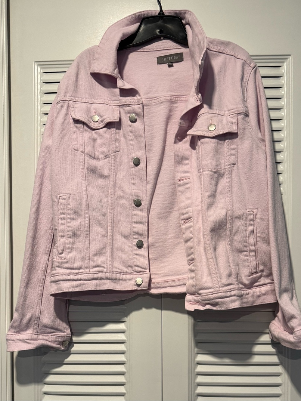 Just USA Pastel Pink Denim Jacket with Silver Buttons